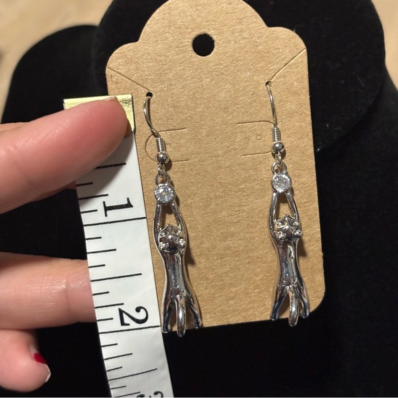 Cute Hanging Cat Dangle, Hook Earrings - Super Cute Kitty Cat Earring - Picture 13 of 13